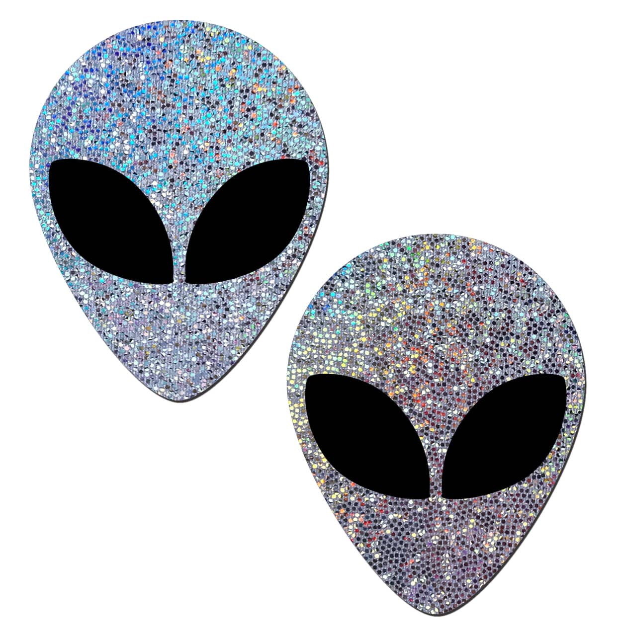 Silver Glitter Alien W/ Black Eyes