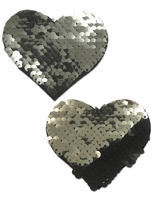 Silver & Black Color Changing Sequin Hearts