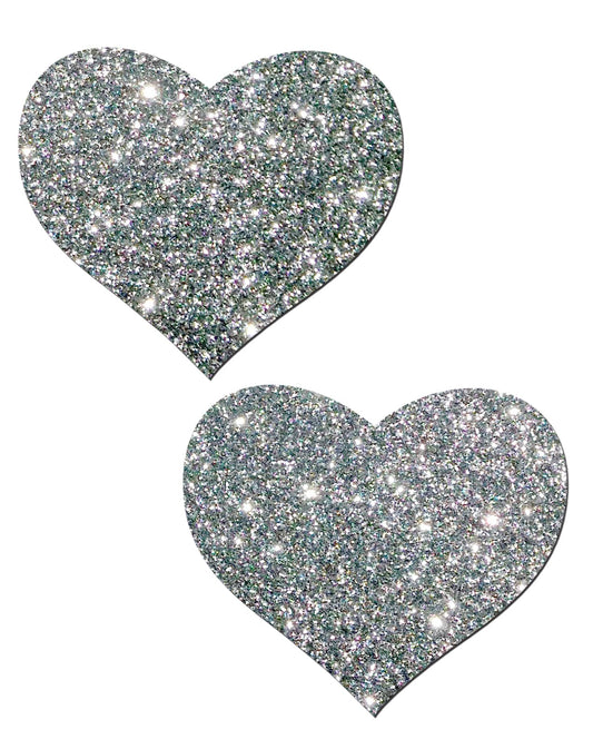 Silver Glitter Hearts